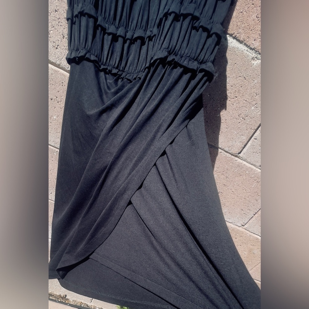 NWT Anthropologie Leifnotes Black Asymmetric Mini Dress Shirred Bodice Women’s M - Picture 3 of 5